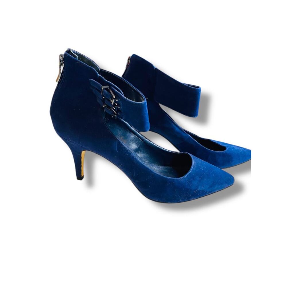Size 9.5 BCBGeneration Blue‎ Velvet Ankle Strap 3.5" Heels Shoes